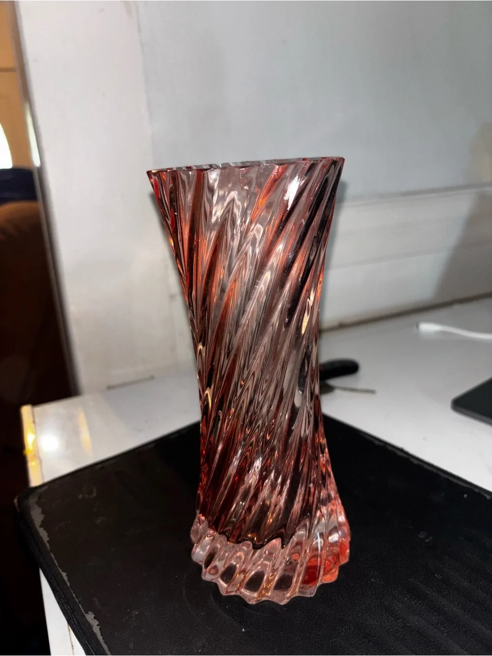 Swirled Pink Glass Vase
